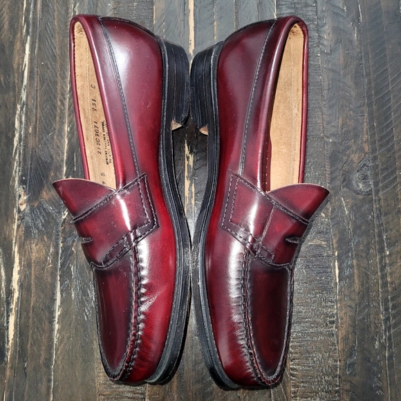 GH Bass Weejuns Polished Leather Penny Loafers Wine Men's Size 9D - Picture 5 of 11
